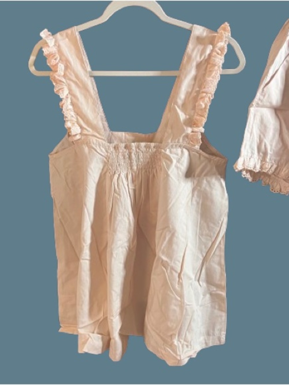 Ruffle-Trim Two-Piece Pajama Set in Pale Peach NWT - Picture 12 of 13